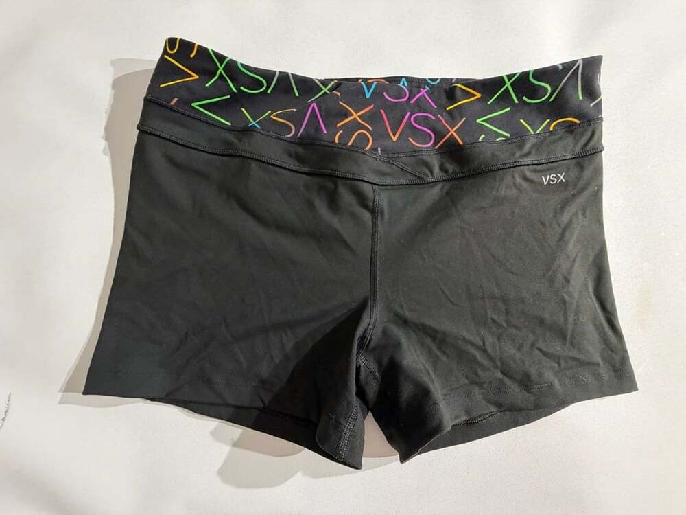VSX Victoria’s Secret Sport Supermodel Shorts Black Neon Logo Womens L